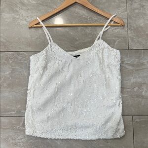 Aqua White Sequin Spaghetti Strap Camisole